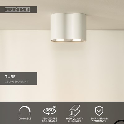 Lucide TUBE - Ceiling spotlight - 2xGU10 - White